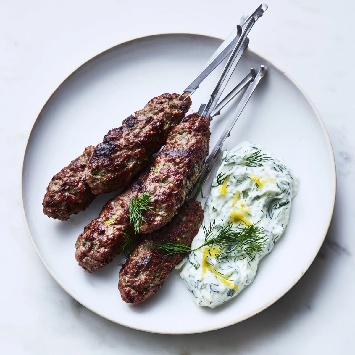 Beef Kofta Kebabs Cucumber Yogurt
