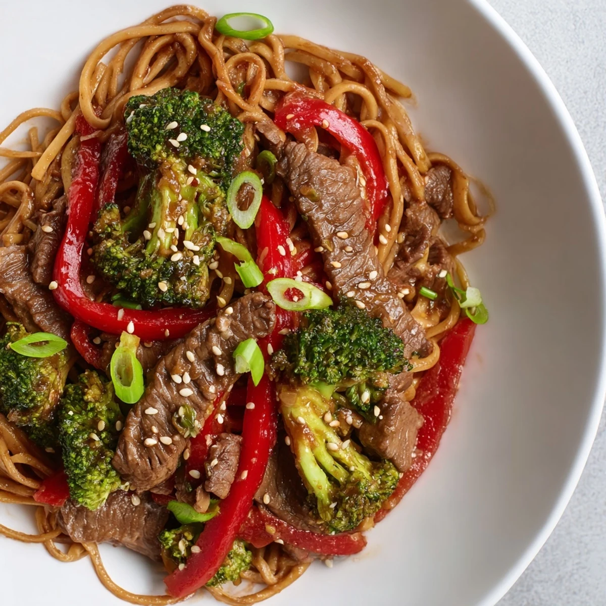 Tender beef and crisp broccoli swim in savory sauce over lo mein noodles, enticing with this recipe.