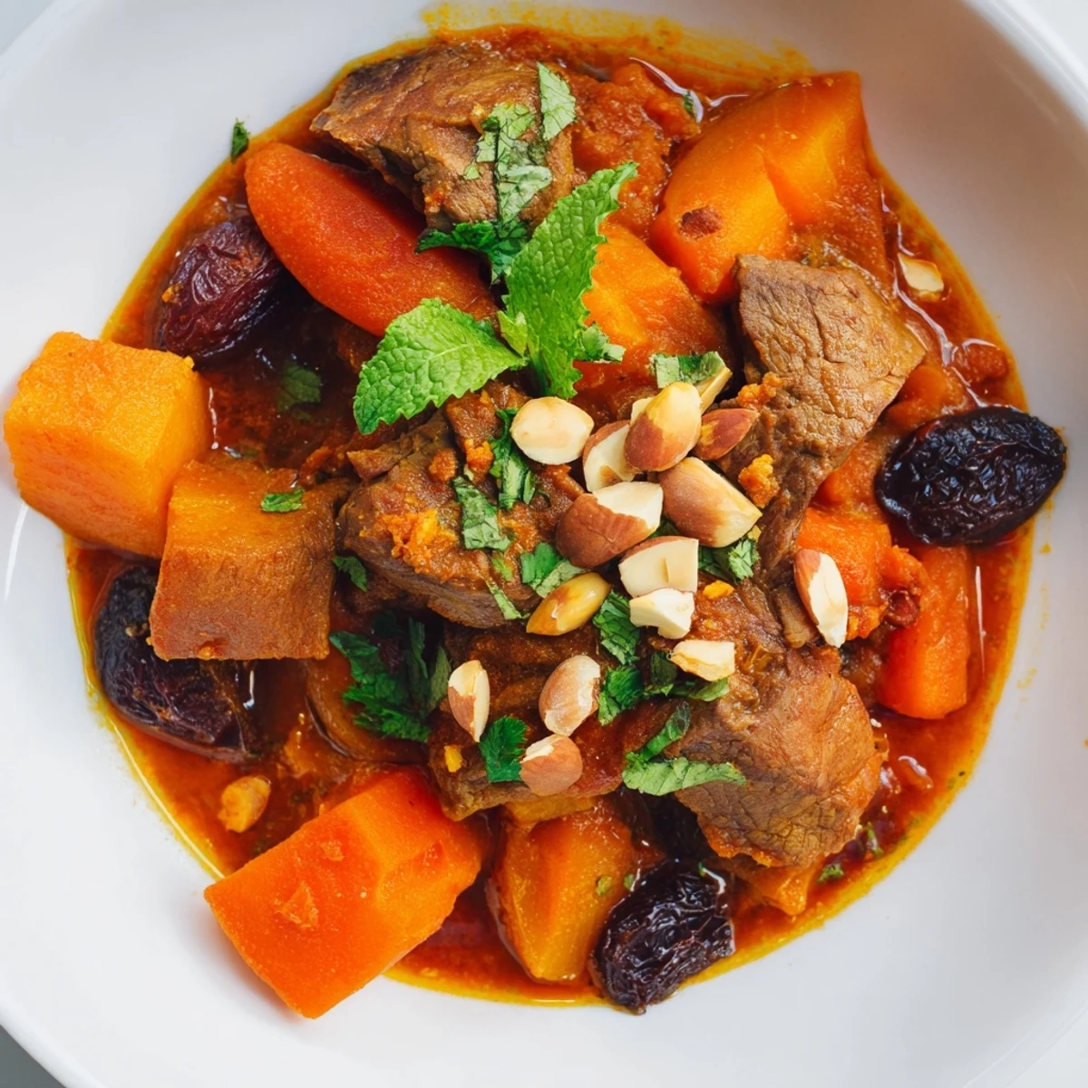 Tender Slow Cooker Moroccan Lamb Tagine with saffron-tinted rice and fresh cilantro garnish