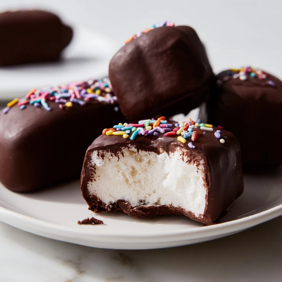 A platter of Chocolate Covered Marshmallow Peeps arranged on parchment paper, served as a sweet party treat with rich melted chocolate glistening.