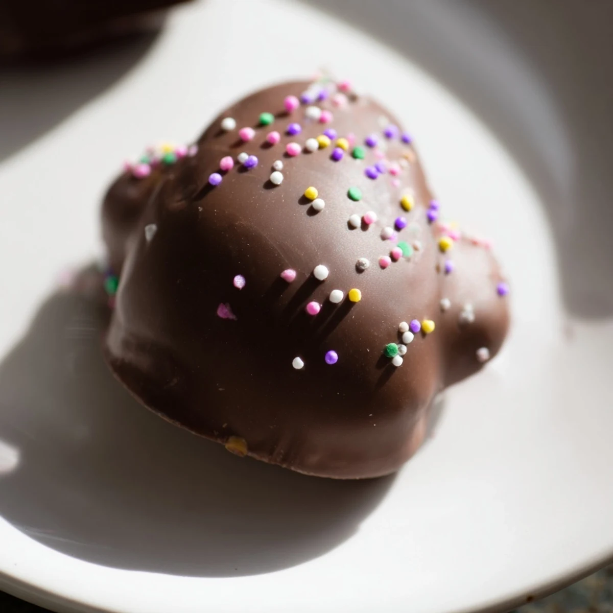 Vibrant pink and yellow Chocolate Covered Marshmallow Peeps shine on a cooling rack, with sprinkles adding festive crunch.