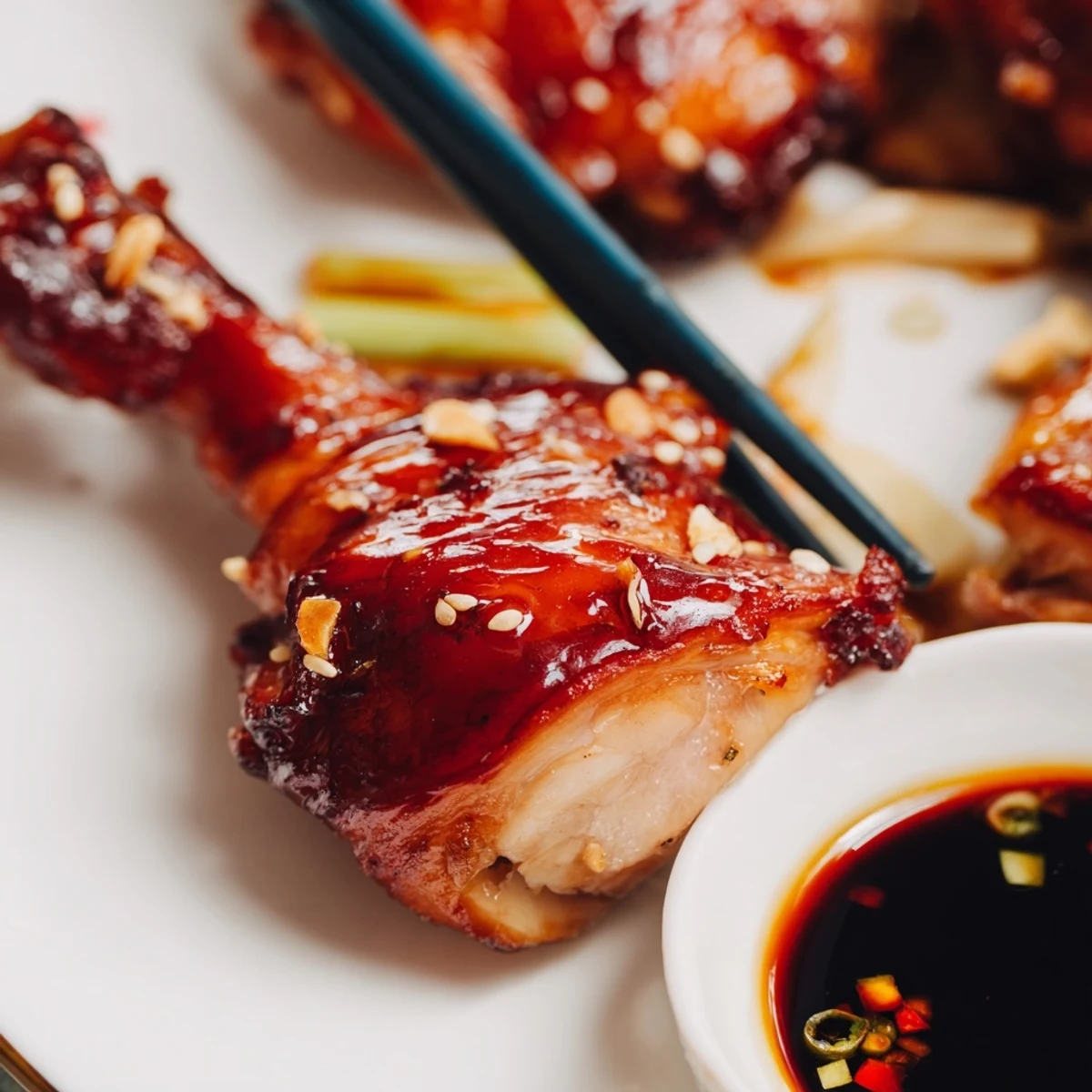 Golden-brown Shandong Roast Chicken with crispy skin rests on a wooden board, ready to be carved.