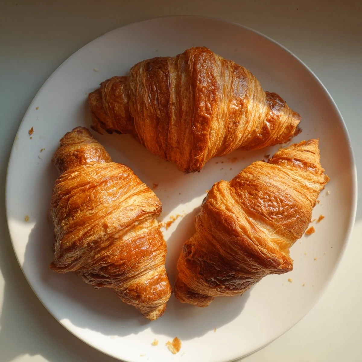 Freshly baked gluten-free croissants rest on a wire rack with golden flaky layers.