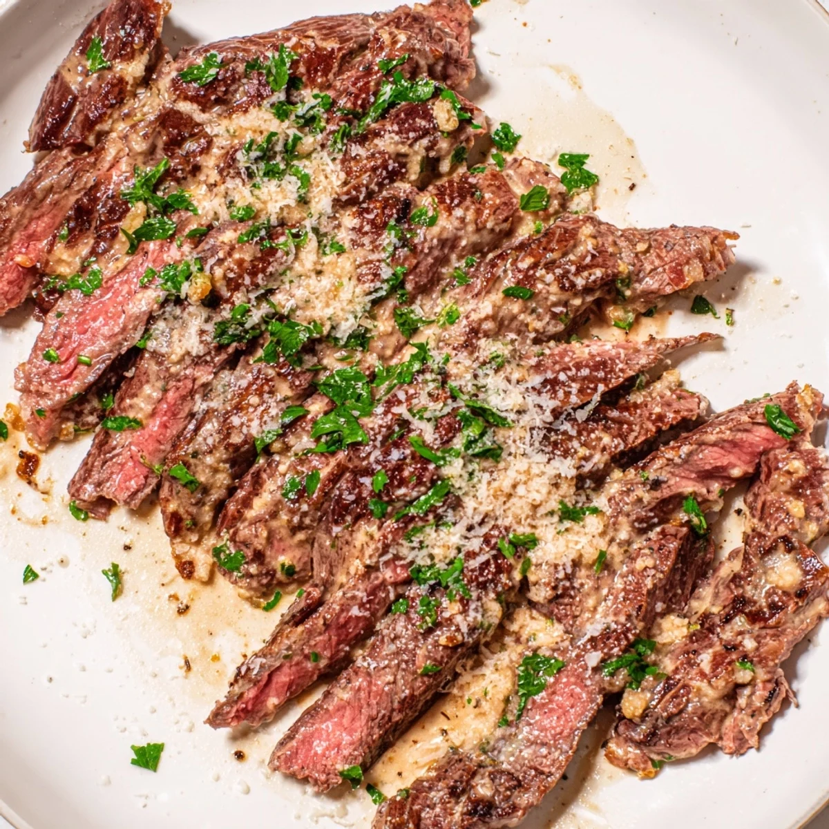 Perfectly seared ribeye with creamy garlic sauce, ready to impress guests at an elegant American dinner party.