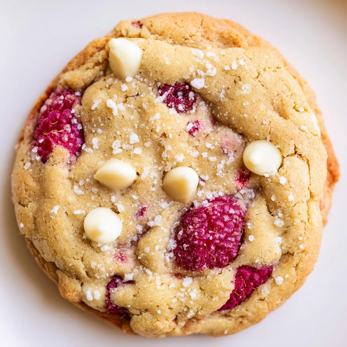 Zesty lemon raspberry cookies piled high on a white plate with powdered sugar dusting