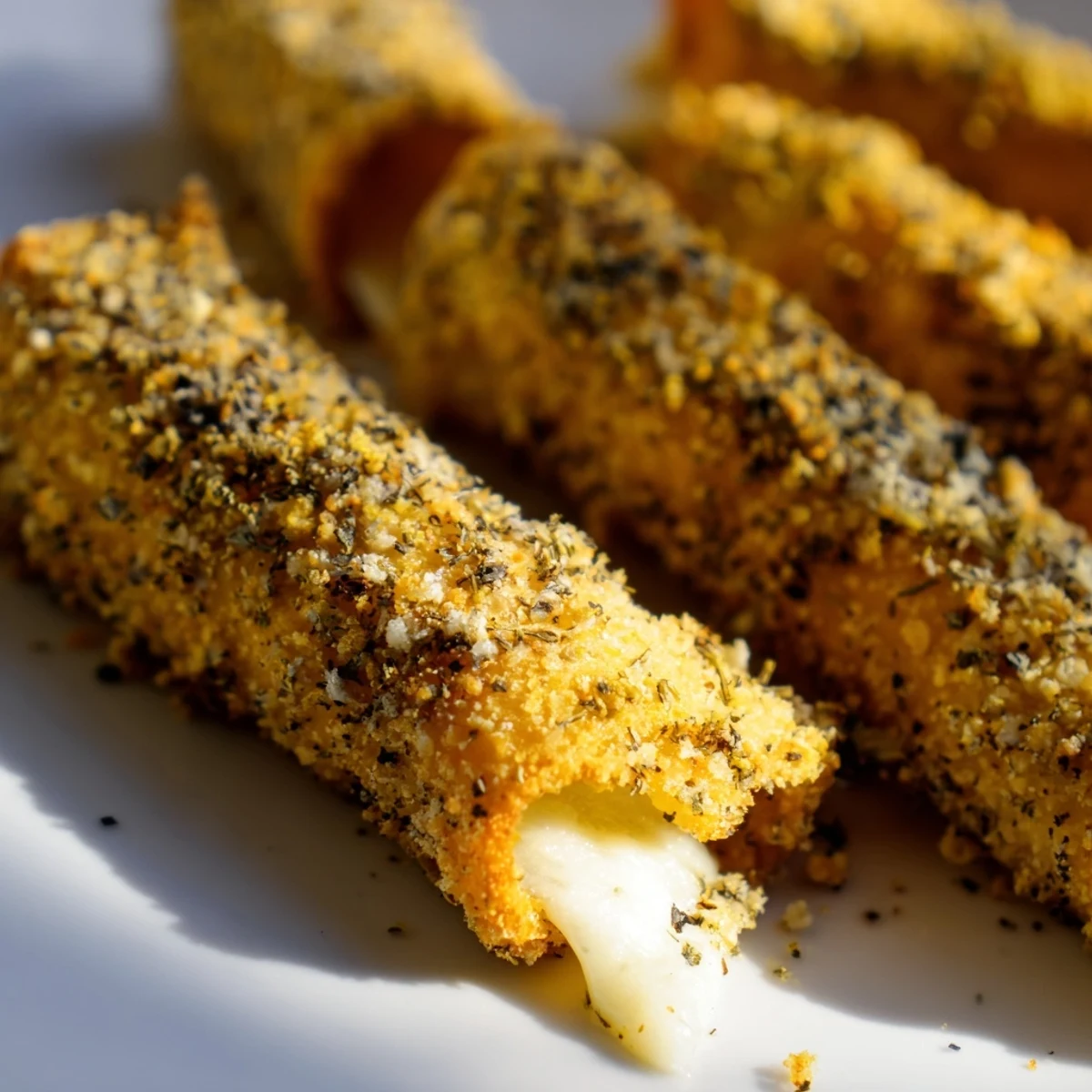 Pan fried cheesy roll ups sprinkled with Parmesan and served hot for appetizers