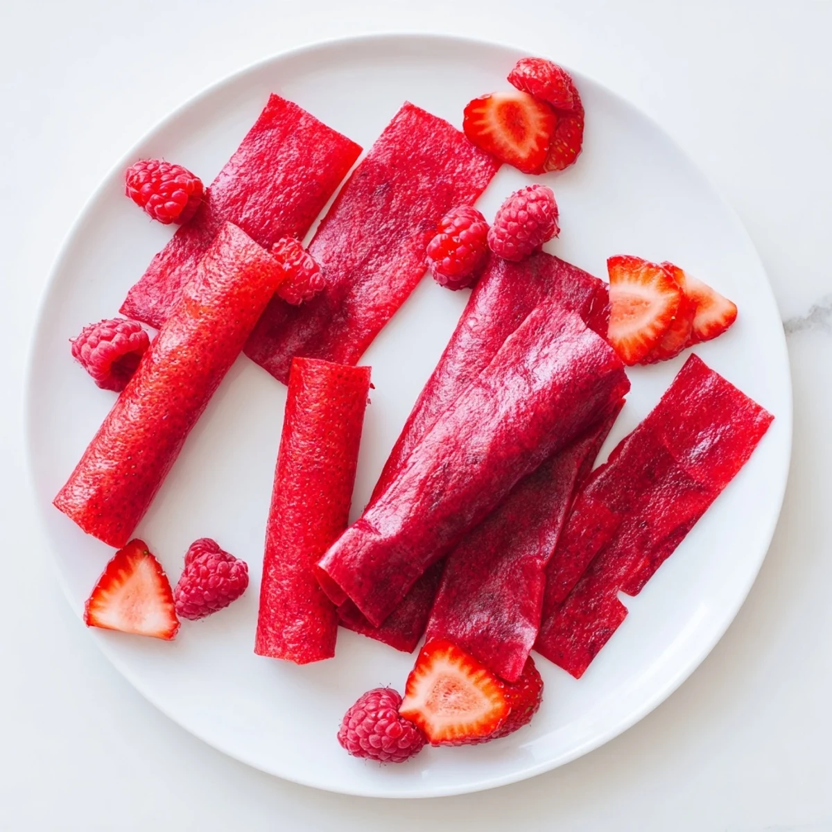 Colorful homemade fruit roll ups spread thin on a baking sheet ready for dehydration