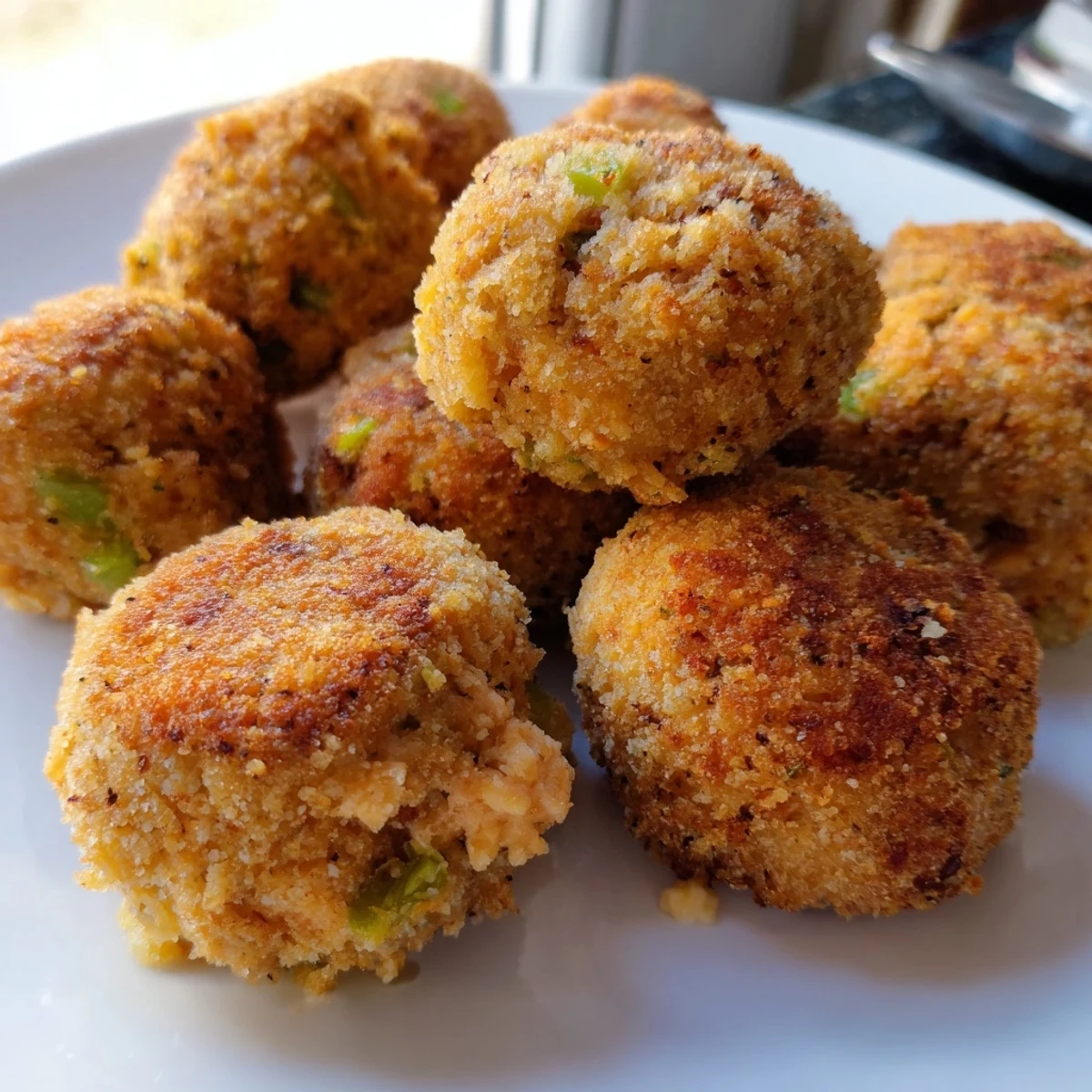 Homemade Southern salmon croquettes served with creamy remoulade sauce for dipping