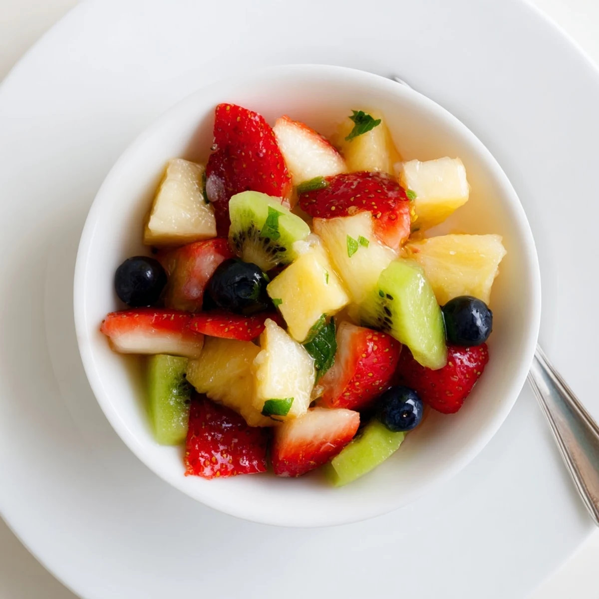 Homemade Fruit Salsa With Cinnamon Sugar Tortilla Chips served chilled, perfect summer dessert