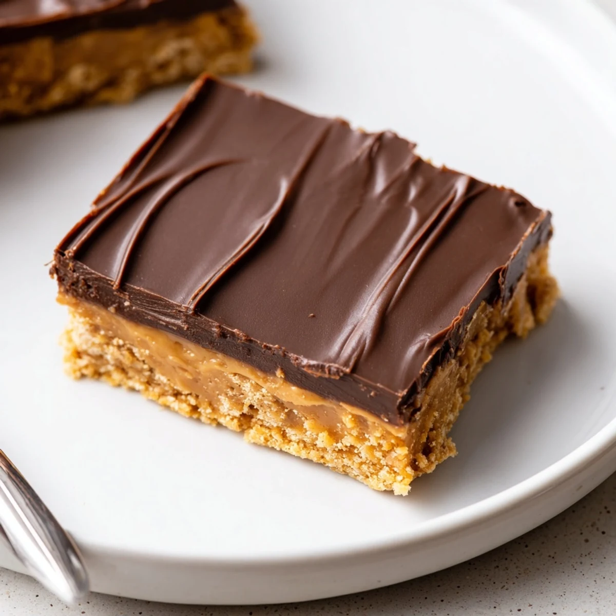 Slice No Bake Peanut Butter Bars into squares, serve with coffee, sprinkle sea salt