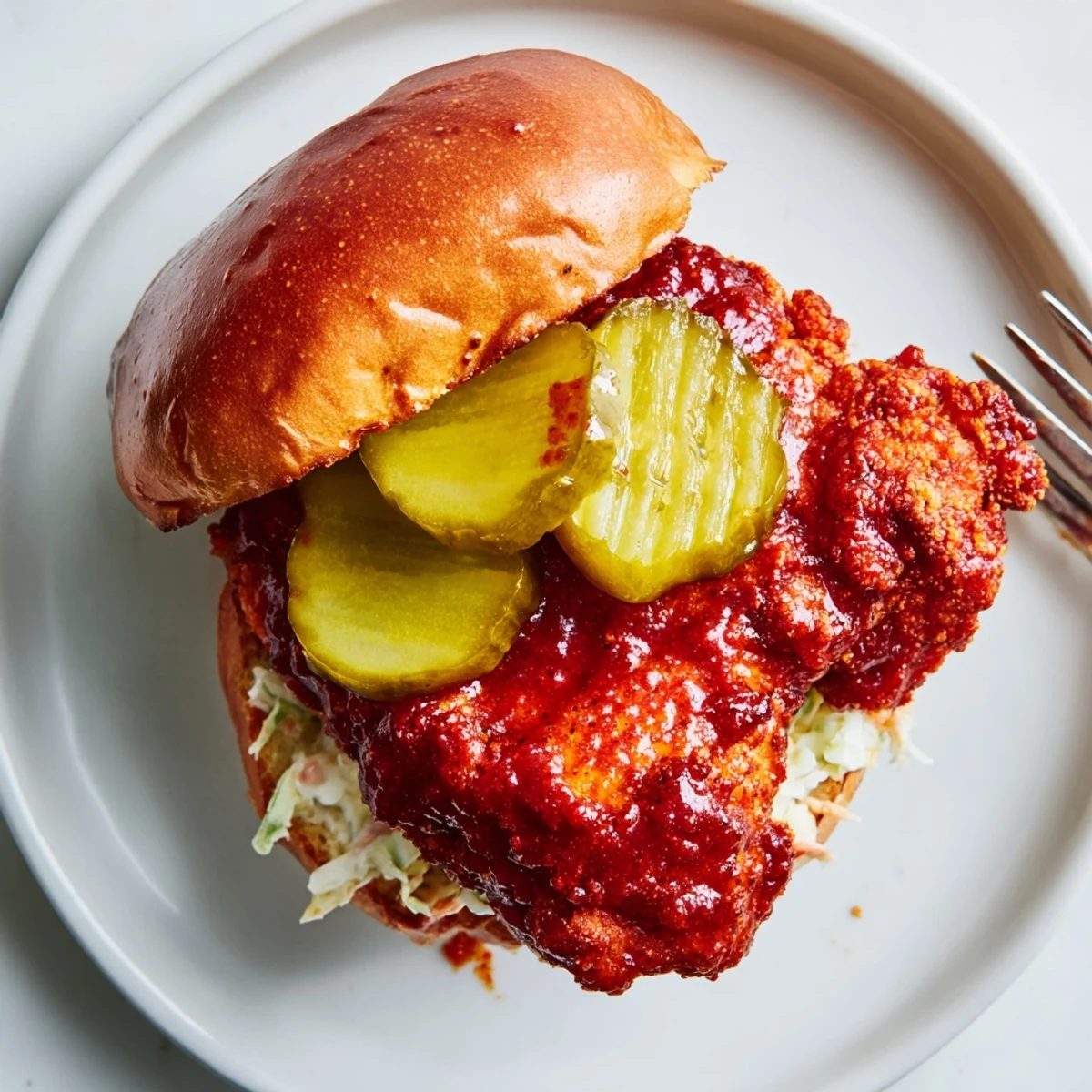 Spicy Nashville Hot Chicken Sandwiches Recipe To Savor with crisp pickles, creamy slaw