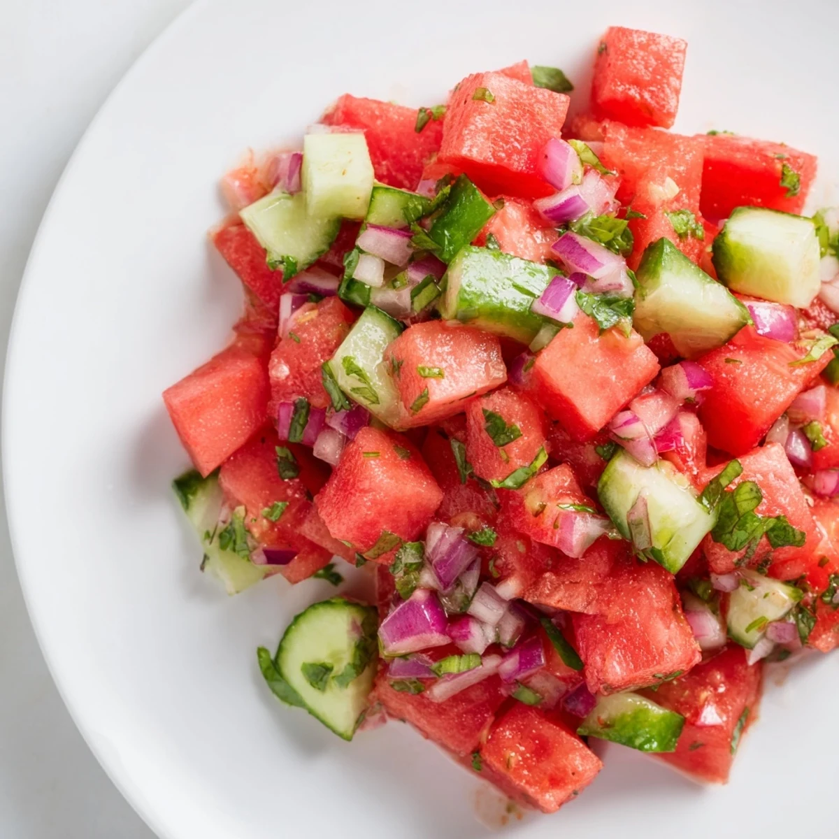 Fresh watermelon salsa with crisp cinnamon sugar tortilla chips ready for summer snacking