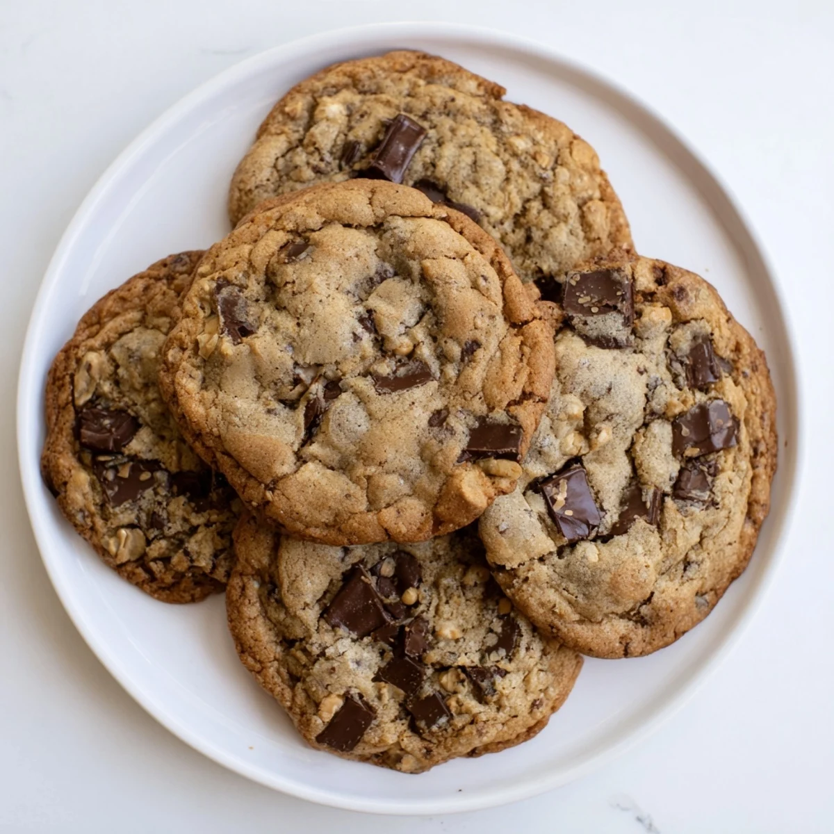 Golden brown butter chocolate chip cookies with melty chocolate chunks and crispy edges