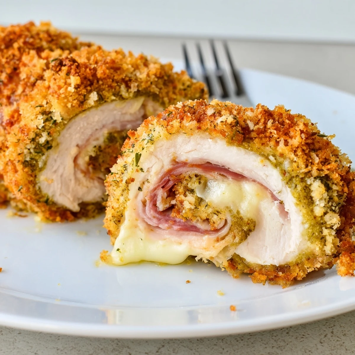 Crispy Pickle Brined Chicken Rolls golden brown with melted cheese and fresh dill