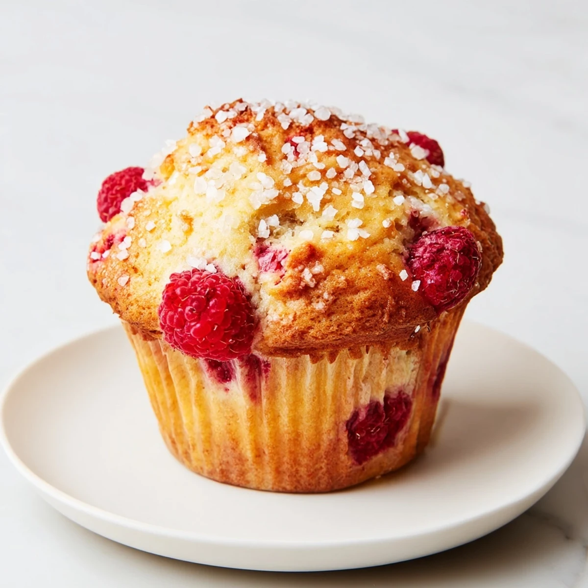Moist homemade raspberry lemon ricotta muffins bursting with juicy red berries and zest