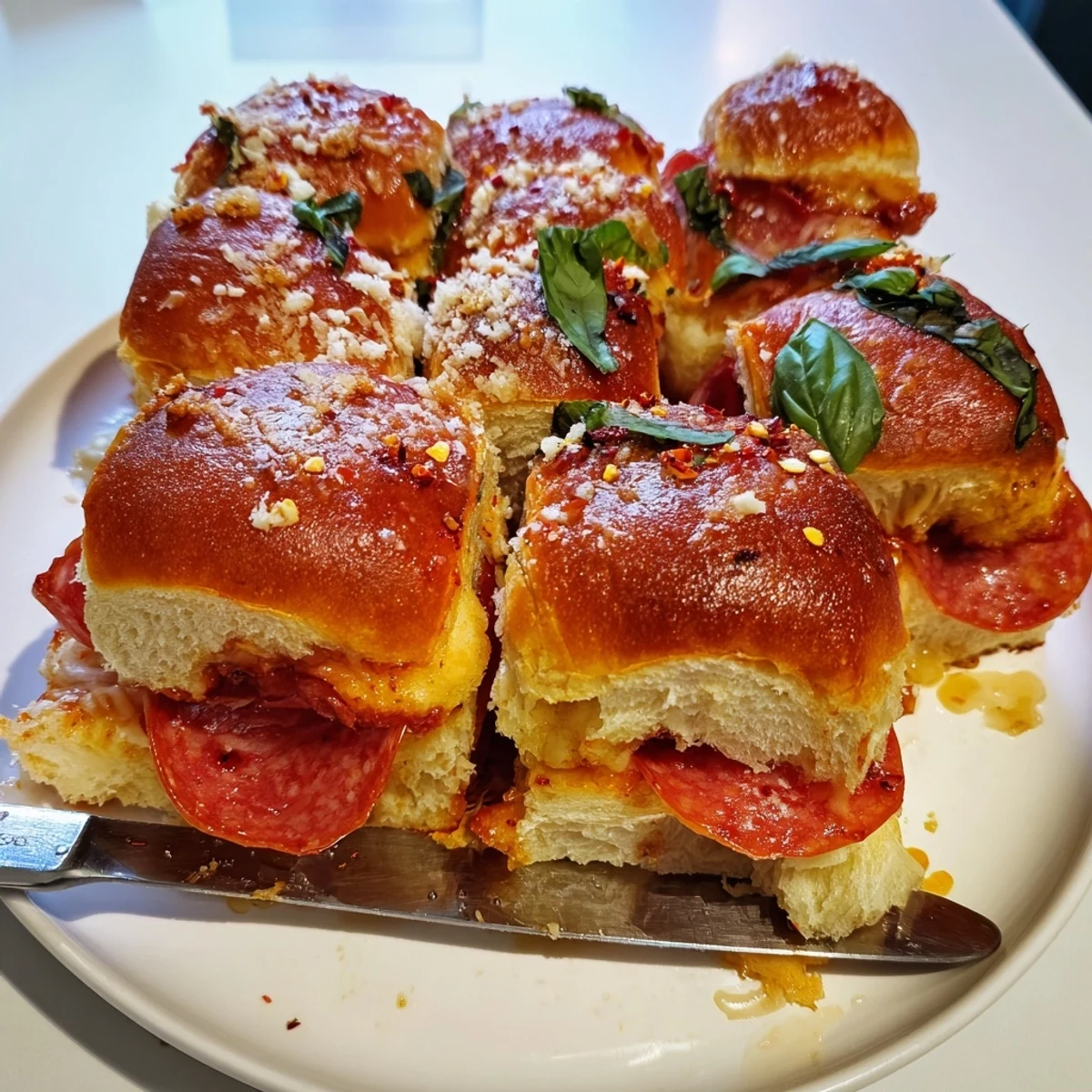 Hot Honey Pepperoni Pizza Sliders