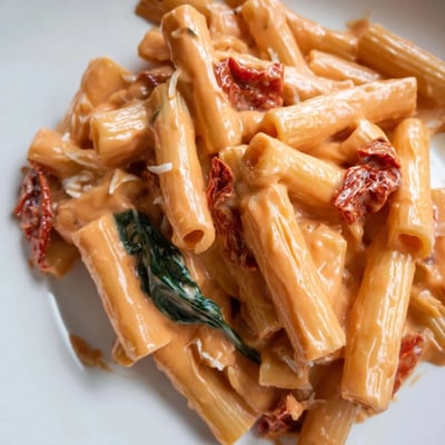 One Pan Creamy Sun Dried Tomato Spinach Pasta